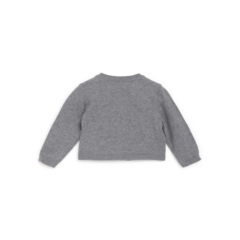 Girls Dark Grey Solid Cardigan image number 1